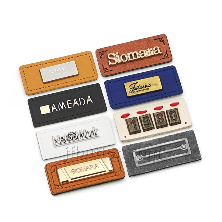 Custom Jeans Leather Label With Metal Tag